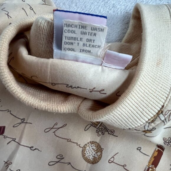 Vintage Tail Men Golf Print V-Neck Sweatshirt Medium Beige Pullover Sporty Retro - Picture 6 of 10